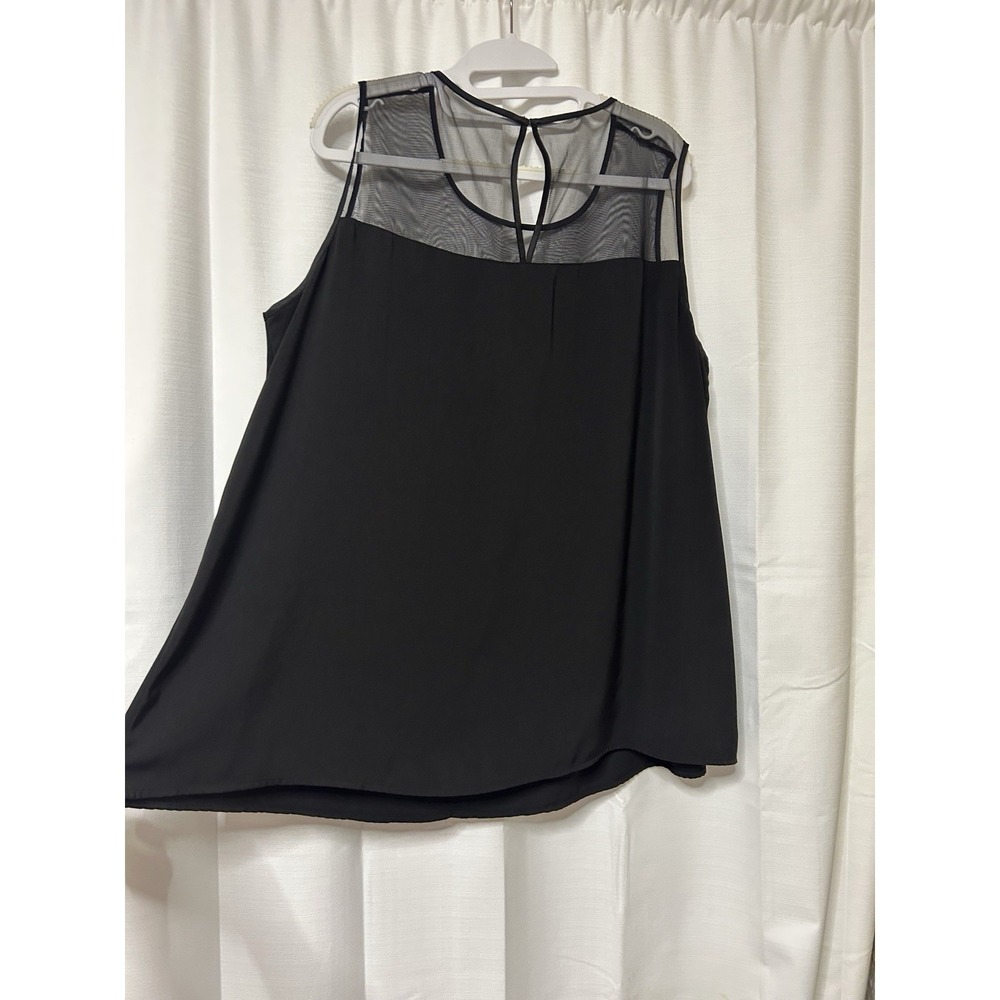 41 Hawthorn Women's Sleeveless Blouse Size 1X Top Black Sheer Neck Top Business - Picture 4 of 5